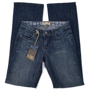 Paige Premium Melbourne Jeans Low Rise Bootcut Medium Wash Distressed 25